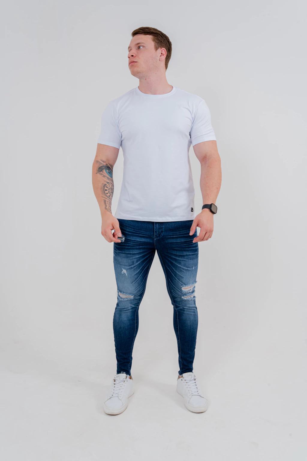 Calça Skinny Destroyed Escura