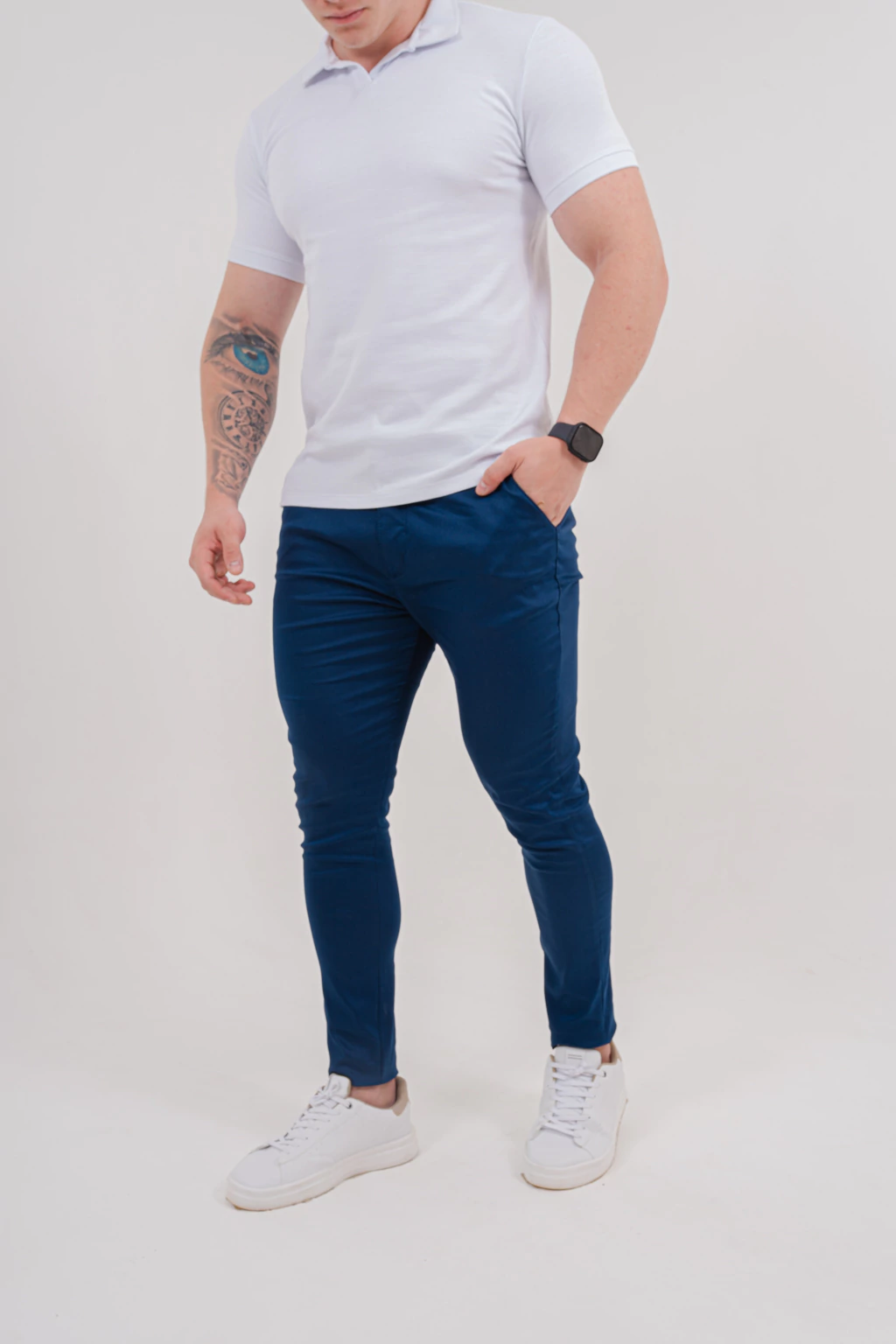 Calça Alfaiataria Slim Fit Azul Royal Cetim