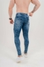 Calça Skinny Jeans Destroyed Marmorizada