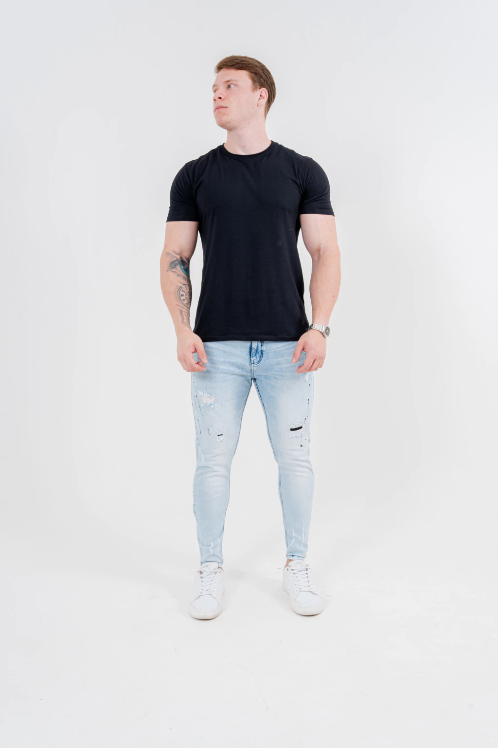 Calça Skinny Destroyed C/Pig Preto