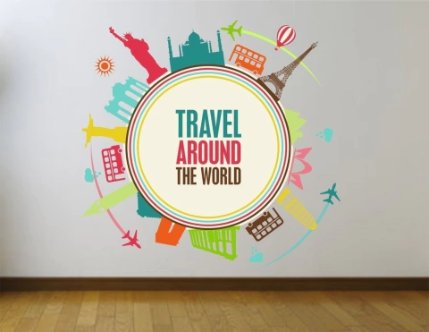 Adesivo Decorativo Parede Viagem Travel Mundo