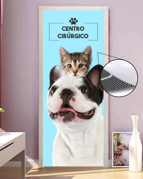 Adesivo PERFURADO veterinário pet shop para vidro AP28