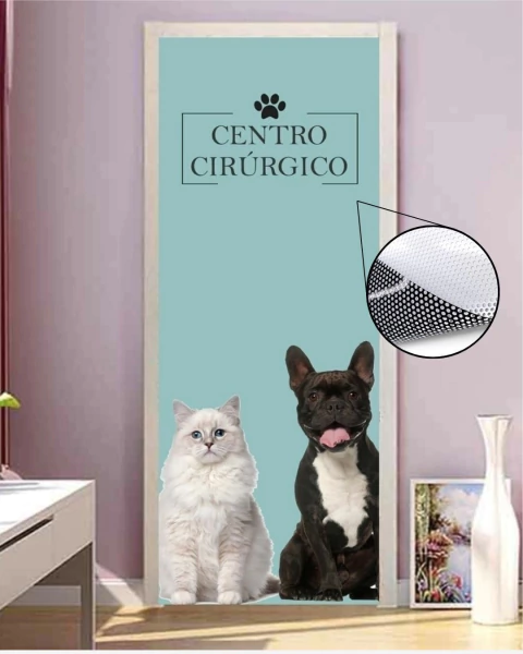 Adesivo PERFURADO veterinário pet shop para vidro AP3