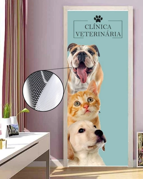 Adesivo PERFURADO veterinário pet shop para vidro AP4