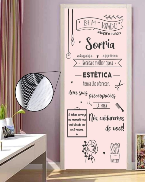 Adesivo PERFURADO Estética Bem-Vindo para vidro AP45
