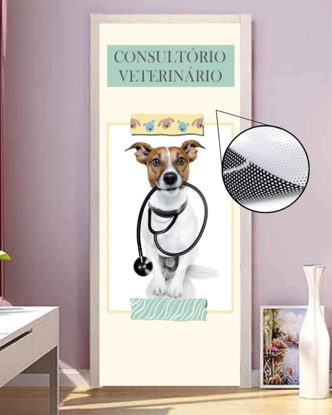 Adesivo PERFURADO veterinário pet shop para vidro AP92