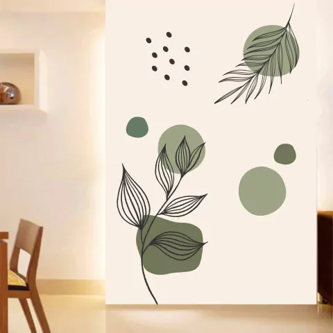 Adesivo Decorativo Parede Floral Minimalismo Boho B201 Verde