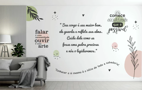 Adesivo Decoração Sala Pilates Seu Corpo Joseph Clínica Pb71 - comprar online