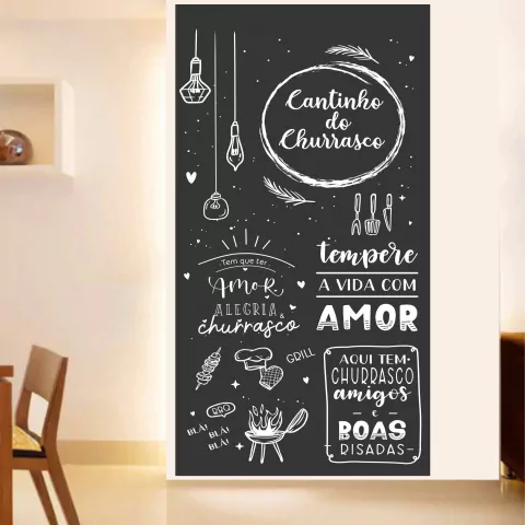 PAdesivo Lousa Papel Parede Decorativo Churrasco CHR2