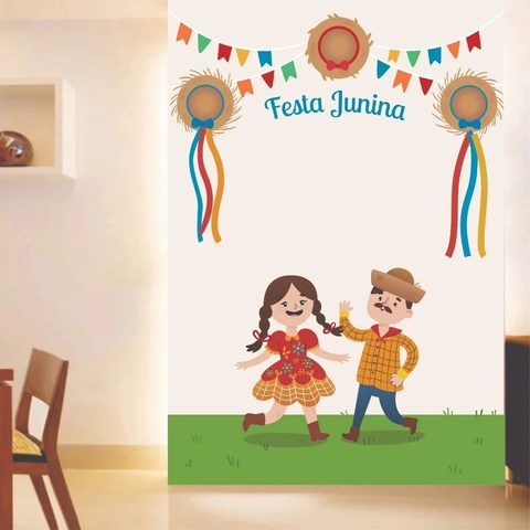 Papel de parede festa junina infantil – Decoração divertida e colorida para escolas FJ01 - comprar online