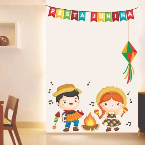 Papel de parede infantil junino – Deixe a sala de aula no clima alegre da festa FJ02 - comprar online