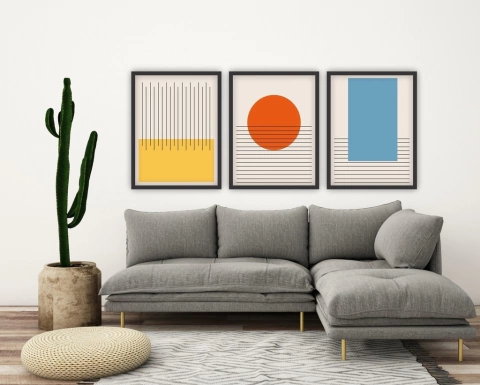 Conjunto de Quadros Abstrato Geométrico Linhas