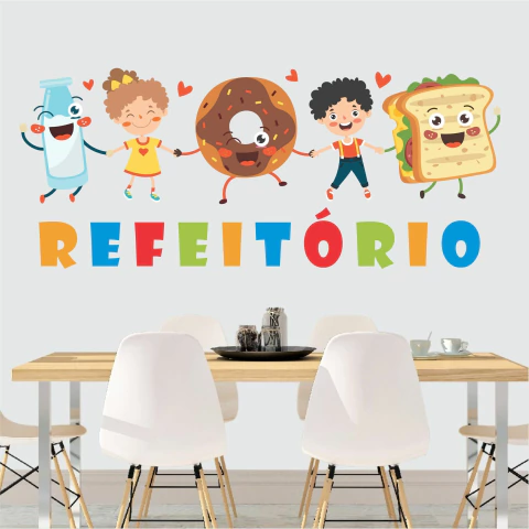Papel de parede educativo – Adesivo divertido e colorido para refeitório escolar INFANTIL - R70 - comprar online
