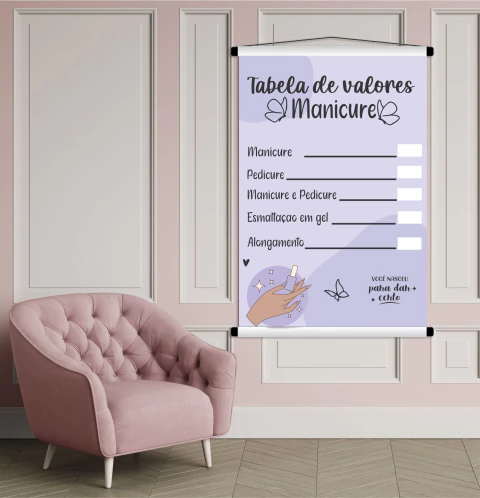 Banner Tabela de Valores unhas nail manicure BN42 - comprar online