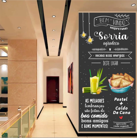 Papel de Parede Frases Pastel e Caldo de Cana Decoração Lanchonete Criativa bcp1 - comprar online