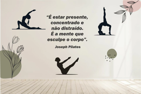 Papel de Parede com Citação Inspiradora de Joseph Pilates – Concentração e Bem-Estar – PB129 - comprar online
