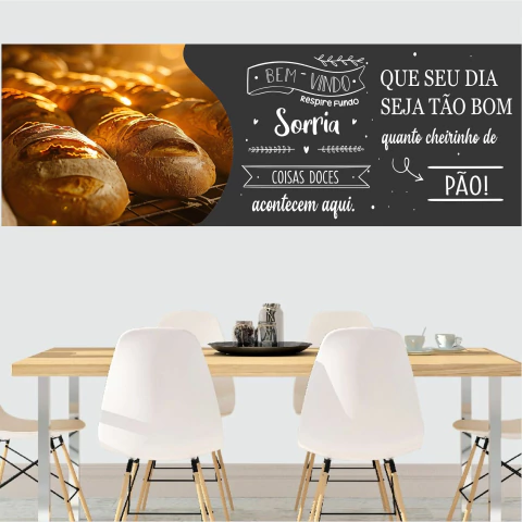 Papel de Parede Padaria Pães Frases Motivacionais Bem-Vindo Decoração PD15- 1,5x50cm - comprar online