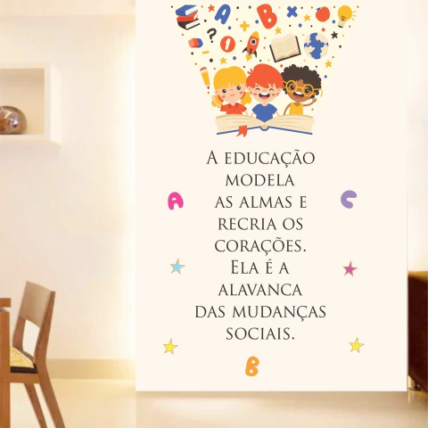 Papel de parede educativo com frase inspiradora para escolas e salas PC19 - comprar online