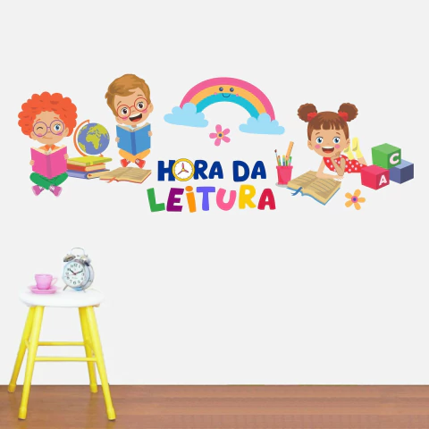 Papel de Parede Infantil Hora da Leitura Colorido para Escola e Quarto HL2 - comprar online
