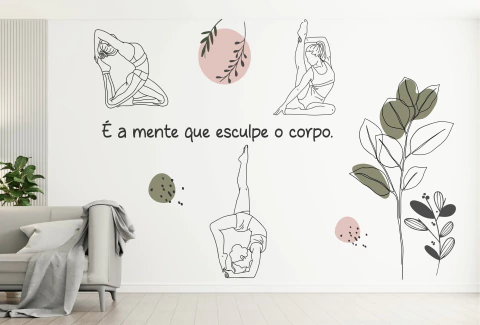 Papel de Parede Adesivo Estúdio Clínica Pilates Mente e Corpo | Decoração Saúde Pb123 - comprar online
