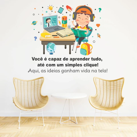 Papel de Parede Adesivo Escola Infantil “Você é Capaz de Aprender Tudo” – Modelo SL29 1,10X94CM - comprar online