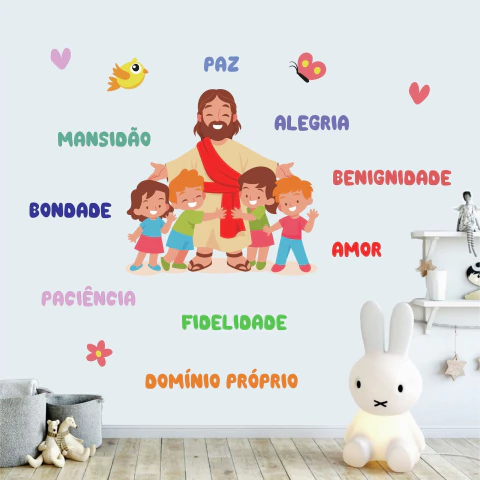 Papel de Parede Infantil Jesus Frutos do Espírito com Crianças JP24 - comprar online
