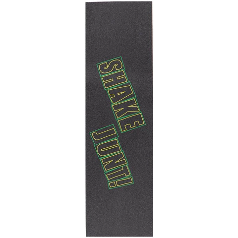 Lixa para skate Shake Junt Classic preta com logo verde e amarelo ao centro