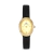 Relógio feminino oval dourado Versailles com pulseira de couro preto Saint Germain