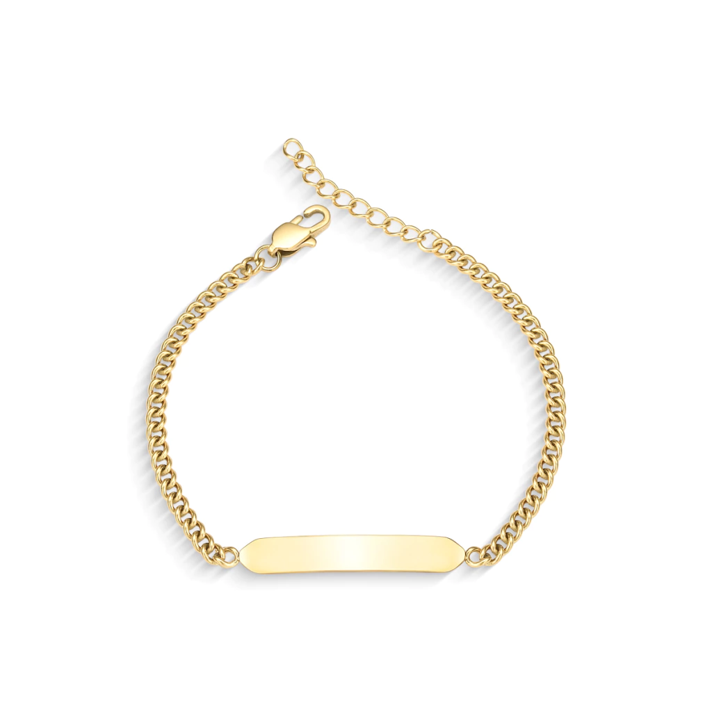 Pulseira Dourada Barra Lisa Personalizável