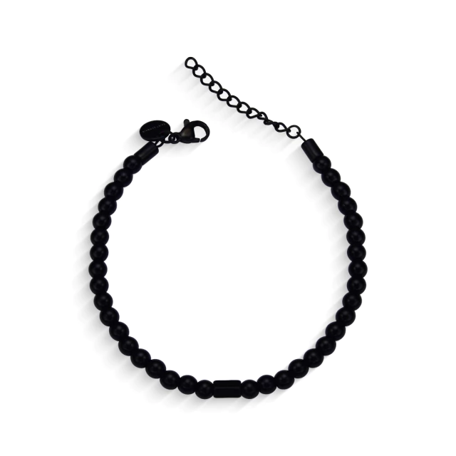 Pulseira Masculina Pedra Ônix Preta com Ajuste Regulável