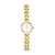 Relógio feminino pequeno Petite Madison dourado com pulseira metálica e mostrador branco minimalista.