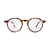 Óculos de grau masculino redondo modelo Gaia Tortoise Giorno, armação em acetato estampado tartaruga, lentes transparentes.