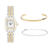 KIT Boxy Bicolor Gold + Bracelete Dourado + Pulseira Riviera Prata