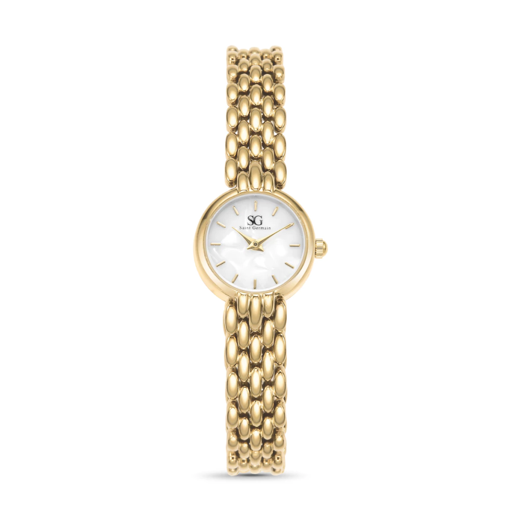 Relógio Feminino Vintage Opalini Dourado com Fundo Perolado