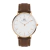 Minimalist brown leather strap watch with rose gold case and white dial, Saint Germain Bronx 40mm