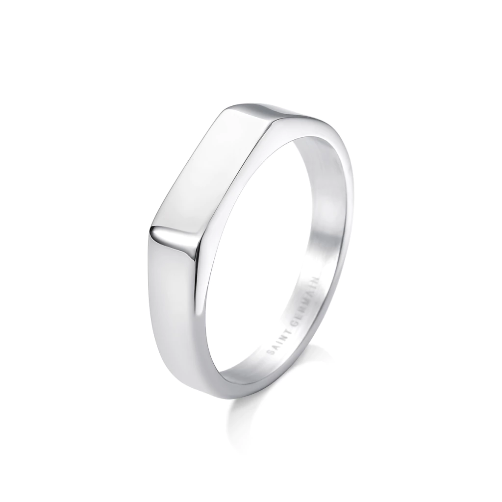 Anel Masculino Retangular Liso Prata