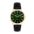 Relógio Masculino Belmont Date Dourado Couro Preto com Fundo Verde Esmeralda - comprar online