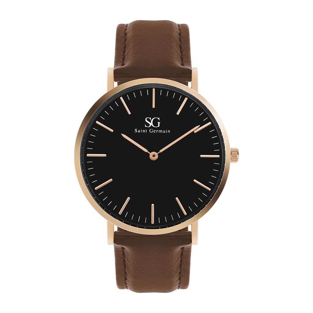 Relógio Minimalista Marrom Bronx Black Rosé Gold 40 mm