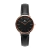Relógio Analógico Feminino Preto Pulseira De Couro Murray Black Rosé Gold 32mm
