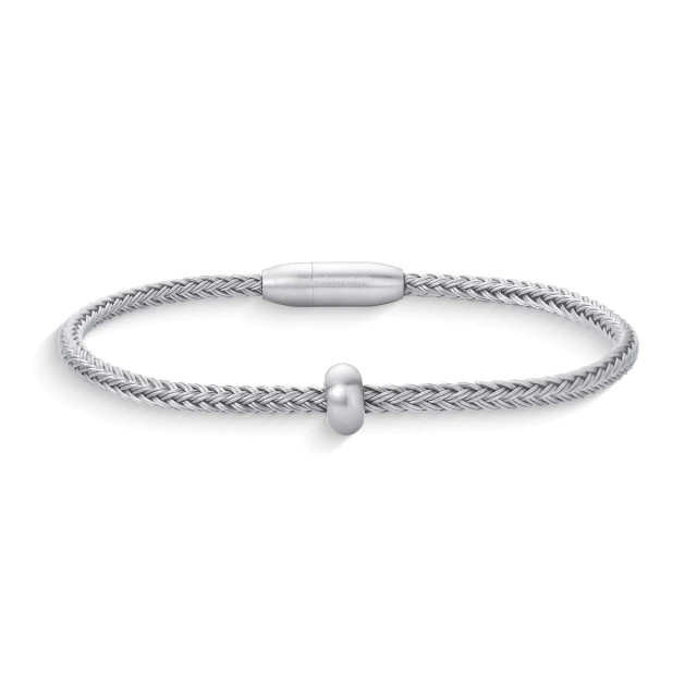 Pulseira Masculina Fio de Aço Inoxidável Prata com Esfera Minimalista