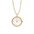 Colar relógio feminino redondo dourado elegante com corrente detalhada.