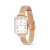 Relógio feminino quadrado Square Nolita Romain Rosé Gold com mostrador branco e pulseira de malha rosé.