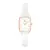 Relógio Feminino Quadrado Square Queens Rosé Gold com pulseira de couro branca