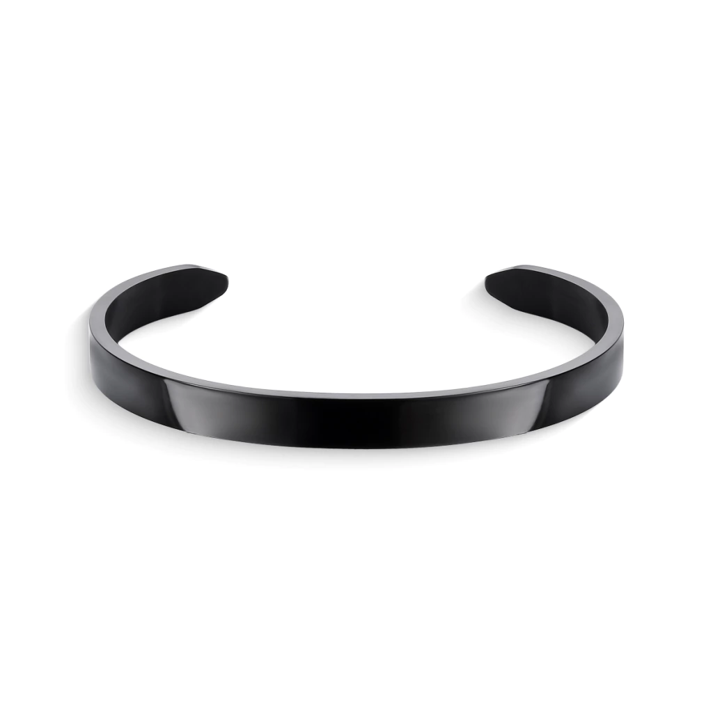 Bracelete Preto Liso Ajustável Minimalista