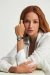 Woman wearing a Marine Full Silver Women’s Watch with a blue leather strap and silver case, styled with a white shirt.