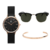 KIT Houston Rosé Gold 32mm + Bracelete Rosé Gold + Óculos de Sol Soho Green Black + Caixa de Presente