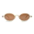 Óculos de Sol Oval Nice Champagne com lentes marrons e armação transparente.