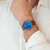 Relógio Minimalista Marrom Pulseira de Couro Bronx Blue Silver 40mm na internet