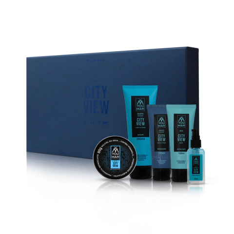 SuperKit para cabelo e barba da linha City View | 5 ítens + brinde especial e caixa de luxo