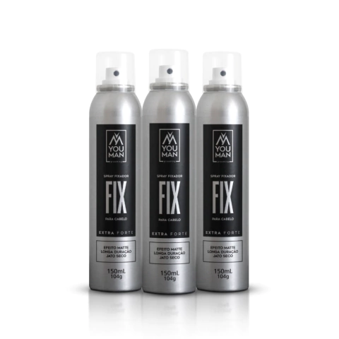 Combo com Três unidades do Spray para cabelo Fix | 150 ml | Extra-forte | efeito matte